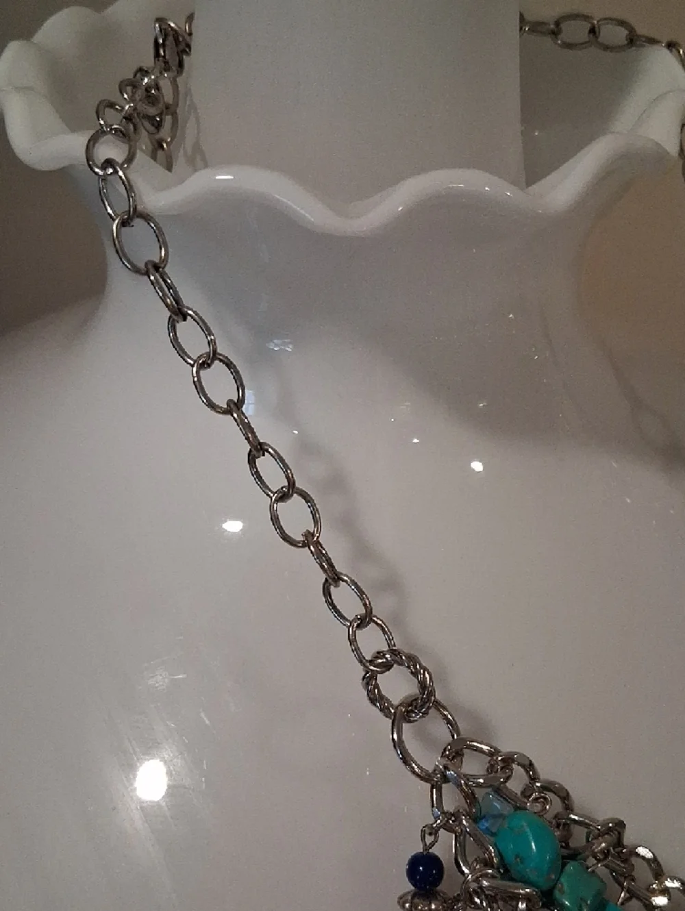 Laura Ashley Turquoise and Blue Multi-Strand Charm Necklace - Picture 2 of 4